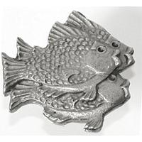 Emenee OR285-ABS Premier Collection School of Fish Knob (Right)2 inch x 2 inch in Antique Bright Silver Nautical Series